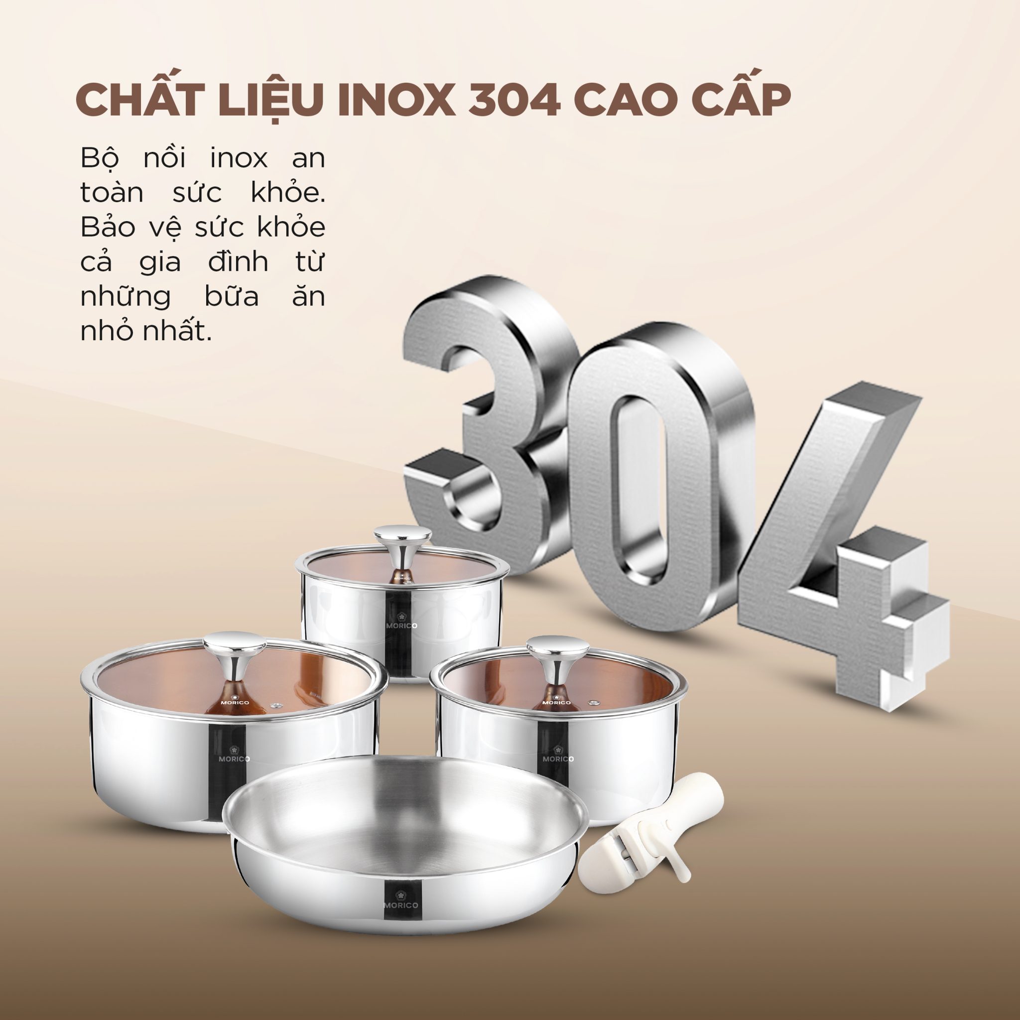 Bộ Nồi INOX 304 Cán Rời 8 Món Morico MC809 - Morico Việt Nam