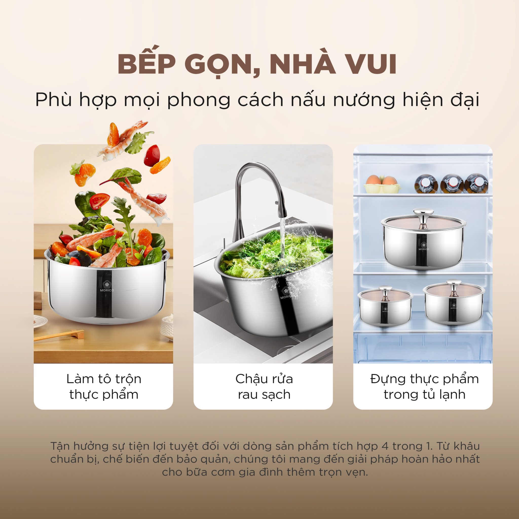 Bộ Nồi INOX 304 Cán Rời 8 Món Morico MC809 - Morico Việt Nam